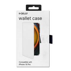 WALLY - Custodia a libro in pelle sintetica con chiusura flap magnetico, slot per carte e funzione stand colore bianco compatibile con Apple iPhone 16 Pro [IPHONE 16 CASES]