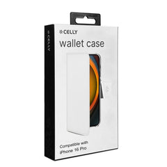 WALLY - Custodia a libro in pelle sintetica con chiusura flap magnetico, slot per carte e funzione stand colore bianco compatibile con Apple iPhone 16 Pro [IPHONE 16 CASES]