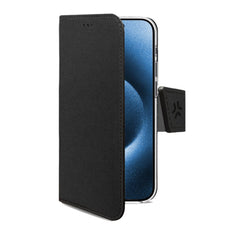 WALLY - Custodia a libro in pelle sintetica con chiusura flap magnetico, slot per carte e funzione stand colore nero compatibile con Apple iPhone 16 Pro [IPHONE 16 CASES]