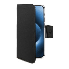 WALLY - Custodia a libro in pelle sintetica con chiusura flap magnetico, slot per carte e funzione stand colore nero compatibile con Apple iPhone 16 Pro [IPHONE 16 CASES]
