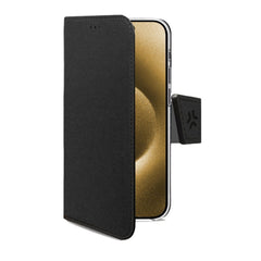 WALLY - Custodia a libro in pelle sintetica con chiusura flap magnetico, slot per carte e funzione stand colore nero compatibile con Apple iPhone 16 Plus [IPHONE 16 CASES]