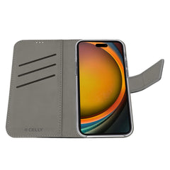WALLY - Custodia a libro in pelle sintetica con chiusura flap magnetico, slot per carte e funzione stand colore grigio compatibile con Apple iPhone 16 Pro Max [IPHONE 16 CASES]