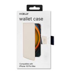 WALLY - Custodia a libro in pelle sintetica con chiusura flap magnetico, slot per carte e funzione stand colore sabbia compatibile con Apple iPhone 16 Pro Max [IPHONE 16 CASES]