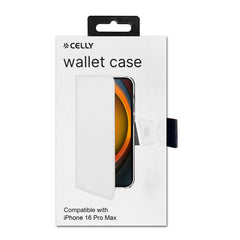WALLY - Custodia a libro in pelle sintetica con chiusura flap magnetico, slot per carte e funzione stand colore bianco compatibile con Apple iPhone 16 Pro Max [IPHONE 16 CASES]