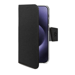 WALLY - Custodia a libro in pelle sintetica con chiusura flap magnetico, slot per carte e funzione stand colore nero compatibile con Apple iPhone 16 Pro Max [IPHONE 16 CASES]