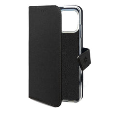 WALLY - Custodia a libro in pelle sintetica con chiusura flap magnetico, slot per carte e funzione stand colore nero compatibile con Apple iPhone 16 Pro Max [IPHONE 16 CASES]