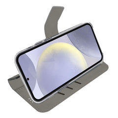 WALLY - Custodia a libro in pelle sintetica con chiusura flap magnetico, slot per carte e funzione stand colore nero compatibile con Samsung Galaxy S25+ 5G