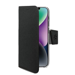 WALLY - Custodia a libro in pelle sintetica con chiusura flap magnetico, slot per carte e funzione stand colore nero compatibile con Apple iPhone 16e/ iPhone 17e