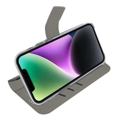 WALLY - Custodia a libro in pelle sintetica con chiusura flap magnetico, slot per carte e funzione stand colore nero compatibile con Apple iPhone 16e/ iPhone 17e