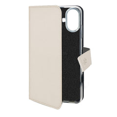 WALLY - Custodia a libro in pelle sintetica con chiusura flap magnetico, slot per carte e funzione stand colore sabbia compatibile con Apple iPhone 17 [IPHONE 17 CASES]