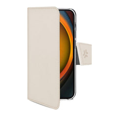 WALLY - Custodia a libro in pelle sintetica con chiusura flap magnetico, slot per carte e funzione stand colore sabbia compatibile con Apple iPhone 17 Pro [IPHONE 17 CASES]