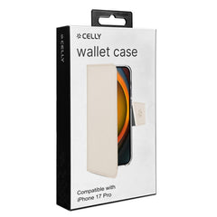 WALLY - Custodia a libro in pelle sintetica con chiusura flap magnetico, slot per carte e funzione stand colore sabbia compatibile con Apple iPhone 17 Pro [IPHONE 17 CASES]