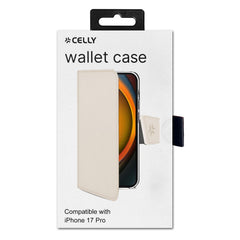 WALLY - Custodia a libro in pelle sintetica con chiusura flap magnetico, slot per carte e funzione stand colore sabbia compatibile con Apple iPhone 17 Pro [IPHONE 17 CASES]