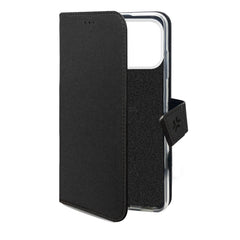 WALLY - Custodia a libro in pelle sintetica con chiusura flap magnetico, slot per carte e funzione stand colore nero compatibile con Apple iPhone 17 Pro [IPHONE 17 CASES]