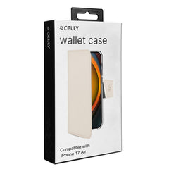 WALLY - Custodia a libro in pelle sintetica con chiusura flap magnetico, slot per carte e funzione stand colore sabbia compatibile con Apple iPhone Air [IPHONE 17 CASES]
