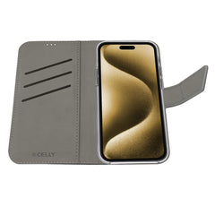 WALLY - Custodia a libro in pelle sintetica con chiusura flap magnetico, slot per carte e funzione stand colore nero compatibile con Apple iPhone Air [IPHONE 17 CASES]