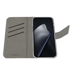 WALLY - Custodia a libro in pelle sintetica con chiusura flap magnetico, slot per carte e funzione stand colore nero compatibile con Xiaomi 15T