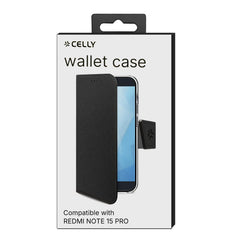 WALLY - Custodia a libro in pelle sintetica con chiusura flap magnetico, slot per carte e funzione stand colore nero compatibile con Xiaomi Redmi Note 15 Pro 5G/ Poco X8 5G