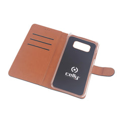 WALLY - Custodia a libro in pelle sintetica con chiusura flap magnetico, slot per carte e funzione stand colore nero compatibile con Samsung Galaxy J5 2016
