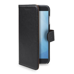 WALLY - Custodia a libro in pelle sintetica con chiusura flap magnetico, slot per carte e funzione stand colore nero compatibile con Huawei Mate 9