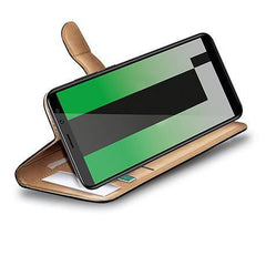 WALLY - Custodia a libro in pelle sintetica con chiusura flap magnetico, slot per carte e funzione stand colore nero compatibile con Huawei Mate 10 Lite