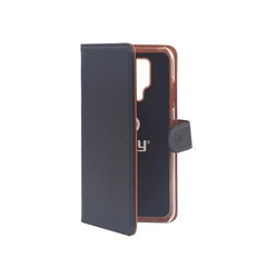 WALLY - Custodia a libro in pelle sintetica con chiusura flap magnetico, slot per carte e funzione stand colore nero compatibile con Huawei Mate 20