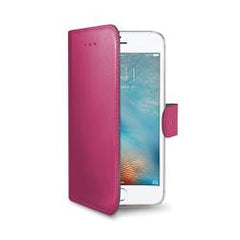 WALLY - Custodia a libro in pelle sintetica con chiusura flap magnetico, slot per carte e funzione stand colore rosa per Apple iPhone SE 2022/ iPhone SE 2020/ iPhone 8/ 7/ 6s/ 6