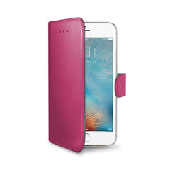 WALLY - Custodia a libro in pelle sintetica con chiusura flap magnetico, slot per carte e funzione stand colore rosa per Apple iPhone SE 2022/ iPhone SE 2020/ iPhone 8/ 7/ 6s/ 6