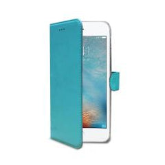WALLY - Custodia a libro in pelle sintetica con chiusura flap magnetico, slot per carte e funzione stand colore azzurro per Apple iPhone SE 2022/ iPhone SE 2020/ iPhone 8/ 7/ 6s/ 6