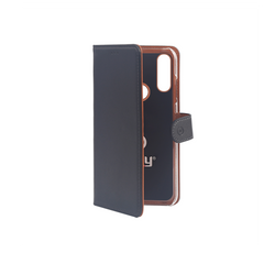 WALLY - Custodia a libro in pelle sintetica con chiusura flap magnetico, slot per carte e funzione stand colore nero compatibile con Samsung Galaxy A60/ Galaxy M40