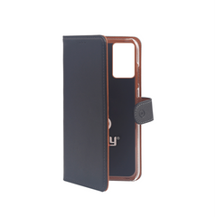 WALLY - Custodia a libro in pelle sintetica con chiusura flap magnetico, slot per carte e funzione stand colore nero compatibile con Samsung Galaxy A71