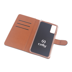WALLY - Custodia a libro in pelle sintetica con chiusura flap magnetico, slot per carte e funzione stand colore nero compatibile con Samsung Galaxy A71