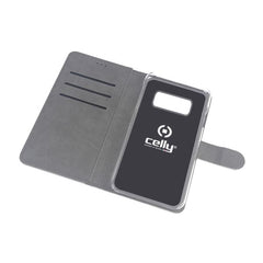WALLY - Custodia a libro in pelle sintetica con chiusura flap magnetico, slot per carte e funzione stand colore bianco compatibile con Samsung Galaxy S10e