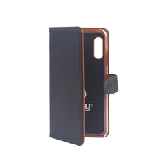 WALLY - Custodia a libro in pelle sintetica con chiusura flap magnetico, slot per carte e funzione stand colore nero Samsung Galaxy Xcover Pro/ Galaxy Xcover Pro Enterprise Edition