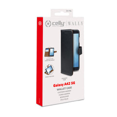 WALLY - Custodia a libro in pelle sintetica con chiusura flap magnetico, slot per carte e funzione stand colore nero compatibile con Samsung Galaxy A42 5G/ Galaxy M42 5G