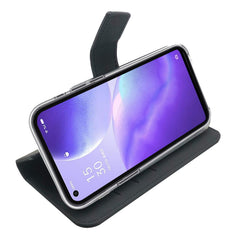 WALLY - Custodia a libro in pelle sintetica con chiusura flap magnetico, slot per carte e funzione stand colore nero compatibile con Oppo Find X3 Lite 5G/ Reno 5 5G