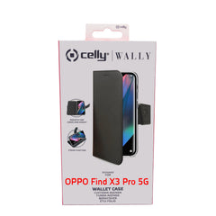 WALLY - Custodia a libro in pelle sintetica con chiusura flap magnetico, slot per carte e funzione stand colore nero compatibile con Oppo Find X3 Pro 5G/ Find X3 5G