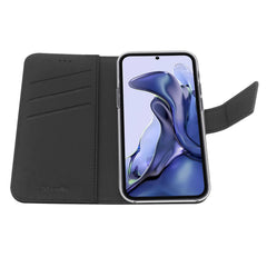 WALLY - Custodia a libro in pelle sintetica con chiusura flap magnetico, slot per carte e funzione stand colore nero compatibile con Xiaomi 11T Pro 5G/ Xiaomi 11T 5G