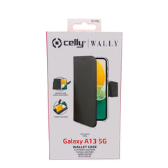 WALLY - Custodia a libro in pelle sintetica con chiusura flap magnetico, slot per carte e funzione stand colore nero compatibile con Samsung Galaxy A13 5G/ Galaxy A04s