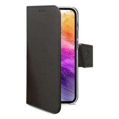 WALLY - Custodia a libro in pelle sintetica con chiusura flap magnetico, slot per carte e funzione stand colore nero compatibile con Samsung Galaxy A73 5G