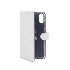 WALLY - Custodia a libro in pelle sintetica con chiusura flap magnetico, slot per carte e funzione stand colore bianco compatibile con Apple iPhone Xs Max