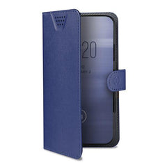 WALLY ONE - Custodia universale a libro colore blu con fissaggio e sistema rotazione 360° compatibile con tutti gli smartphone da 5.5" a 6.0" dimensione display