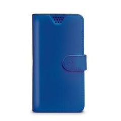 WALLYUNI - Custodia universale a libro colore blu con sistema fissaggio adesivo compatibile con gli smartphone da 5.5" a 6" dimensione display