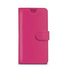 WALLYUNI - Custodia universale a libro colore fucsia con sistema fissaggio adesivo compatibile con gli smartphone da 5.5" a 6" dimensione display