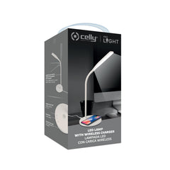 WLLIGHT10W - Lampada LED con caricabatteria wireless integrato, potenza massima 10 Watt, tre tonalità di luce, braccio flessibile