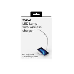 WLLIGHTLAMP - Lampada LED con caricabatteria wireless integrato, potenza massima 10 Watt, tre tonalità di luce, braccio flessibile