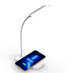WLLIGHTLAMP - Lampada LED con caricabatteria wireless integrato, potenza massima 10 Watt, tre tonalità di luce, braccio flessibile