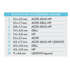 XPWNB-9010T Alimentatore Universale per Notebook 90W Compact Autosensing - 10 Tips